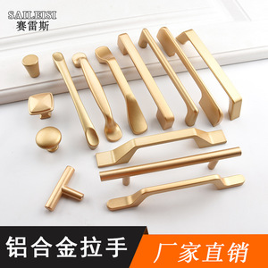 Poignées de porte de placard Serres en alliage d'aluminium, finition or sablé, forme barre, décoration de surface, quincaillerie pour meubles - Product Image 4