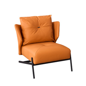 Modern Single <b>Sofa</b> Chair Orange Leather Comfortable Living Room Office Lounge Chair <b>Support</b> Structure Design - Product Image 1