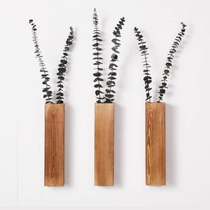 Macetas de pared de madera decorativas para jarrones de pared de madera de plantas artificiales para sala de estar, dormitorio, baño, decoración de apartamento - Product Image 6
