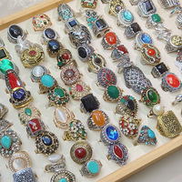 Turquoise et strass Style bohème bague breloque plaqué or mariage ou fiançailles accessoire taille et couleur aléatoires