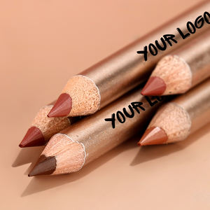 Crayon à lèvres en bois doré de longue durée conception gratuite logo fini mat crayon à lèvres crème brune sans cruauté - Product Image 1