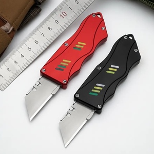 <span class=keywords><strong>Coupe</strong></span>-papier coulissant à poignée en aluminium, lame à changement rapide, mini couteau utilitaire tactique multifonctionnel pour porte-clés - Product Image 1