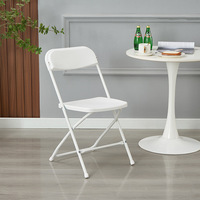 Chaise pliante portable blanche en HDPE/PP, chaise de bureau pour exposition, dossier simple, robuste, durable, multifonctionnelle