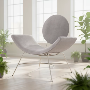 Silla de Comedor y Salón de Diseño Nórdico Moderno Minimalista, de Terciopelo, Forma de Media Luna, para Terraza de Bungalow y Sala de Espera de Salón de Belleza de Alta Gama - Product Image 6