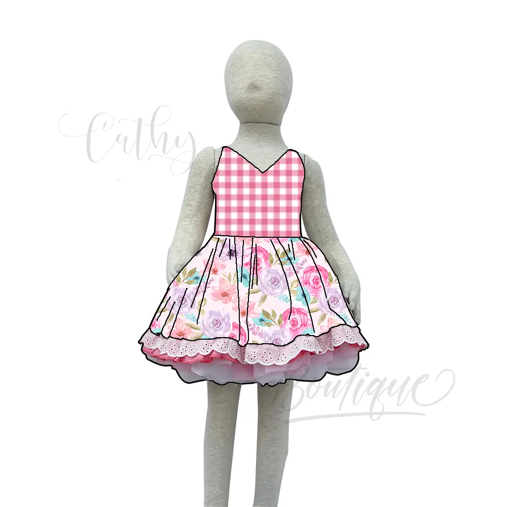 Liangzhe vestidos para nias de 2 a 12 watercolor floral design Girl Dress fancy halter dresses for girls