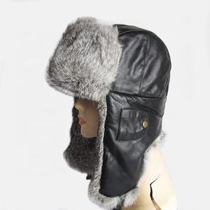 Sombreros de piel de conejo Real para hombre, gorros de piel cálida a prueba de viento, Color negro, tamaño completo, el mejor <span class=keywords><strong>precio</strong></span> - Product Image 4