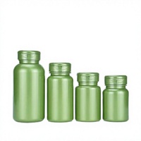 Flacon en plastique PET vert avec bouchon à clapet, vide, pour le stockage de capsules, comprimés, vitamines et suppléments