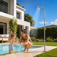 Douche extérieure autoportante en métal poli, à poser au sol, minimaliste, pour jardin et piscine, vente en gros usine