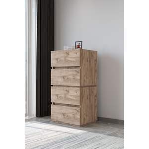 Cómoda Moderna de 4 Cajones de MDF y Pino, Diseño Nórdico Europeo, Mueble de Almacenamiento para Dormitorio y Cuarto de Bebé, Material Metálico - Product Image 2
