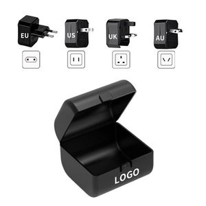 Custom Multi Pin <b>Plug</b> <b>Adapter</b> Black Color Universal EU to UK Travel Power Adaptor with Logo - Product Image 1