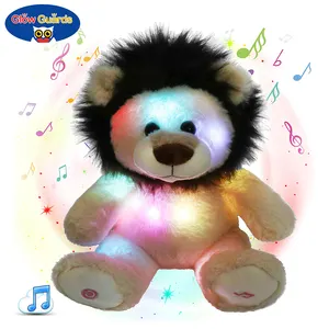 Glow Guards 10'' Light up Stuffed Lion Wildlife Animals Soft Plush Toy with LED Night Lights Glow in Darkness Birthday