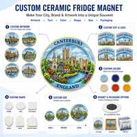 Magnet Kulkas Keramik Kustom Cekung di Tengah, Suvenir Piring Magnet Desain Menara Eiffel, Gunung Fuji, Colosseum, dan Big Ben