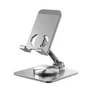 Dudukan ponsel lipat, dudukan telepon genggam logam aluminium portabel rotasi 360 dapat diatur untuk semua ponsel iPhone iPad Tablet