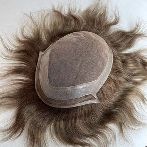 Système de remplacement capillaire en cheveux humains indiens pour hommes, base en dentelle et PU - Product Image 1