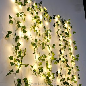 IP44 LED stringa <span class=keywords><strong>luci</strong></span> da giardino fata linea verde foglia ghirlanda stile colore bianco caldo per interni esterni illuminazione decorativa natalizia - Product Image 1