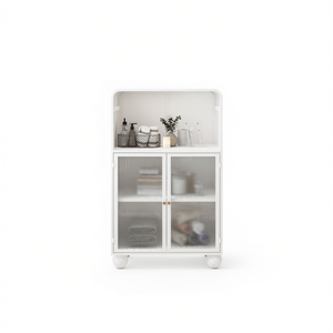 Gabinete de Almacenamiento Independiente Blanco con Puerta de Vidrio de 45.28 Pulgadas, Diseño Minimalista para Baño, Cocina, Hogar y Oficina - Product Image 1