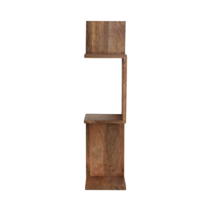 Mensola angolare a zig-zag scultorea da parete in legno di mango, organizer per riporre oggetti, ideale per l'ingresso e il soggiorno. - Product Image 1