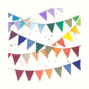 Guirlande de fanions rectangulaires en feutre personnalisée pour fête d'anniversaire, nom personnalisé, 14x21cm, couleur personnalisée, style festif, décoration de chambre - Product Image 1