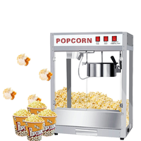 Machine à Popcorn Commerciale Robuste avec Verre Trempé et Cuve Antiadhésive Rouge Vintage
