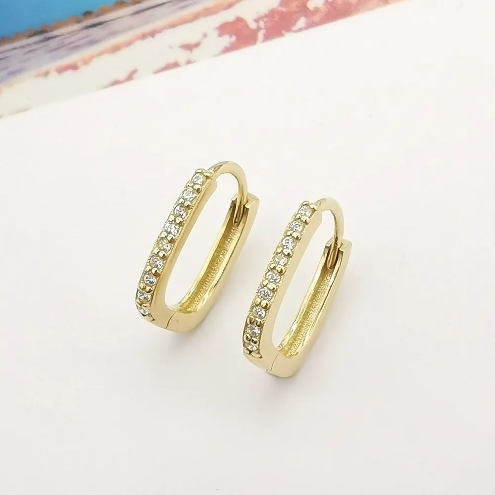 Chất Lượng Cao Giá Rẻ Giá Earring Phụ Nữ Vàng Jewelry Earrings Charm Earrings 9K Bất Chính Hãng Rắn Vàng Zircon 2 Cái 0.83 Gam