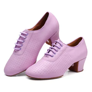 Scarpe da Ballo Latino e Salsa Professionali da Donna per Interni con Suola Morbida in Vera Pelle Primo Strato, Colori Personalizzabili e Tacchi da 5cm/3cm - Product Image 1