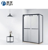 Kamar Mandi, Ruang Pancuran Stainless Steel Persegi Hitam Bingkai Aluminium Kaca Ruang Mandi