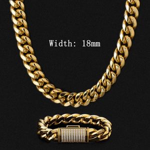 KRKC-cadena cubana de eslabones, collar de eslabones cubanos, chapado en oro de 18k, <span class=keywords><strong>Miami</strong></span>, 12-18mm, envío rápido - Product Image 2