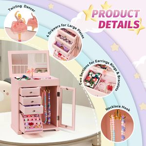 Sáng Tạo Bao Bì Hộp Đồ Trang Sức Sang Trọng Pastel Màu Hồng Nữ Diễn Viên Ballet Tự Làm Bằng Gỗ Đồ Trang Sức Âm Nhạc Hộp Tổ Chức Trẻ Em Thủ Công Cho Hộp Đồ Trang Sức - Product Image 6