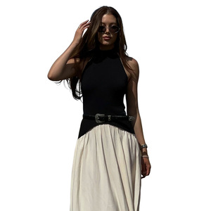 Y2060 Nuovo Abito da Donna alla Moda con Ampio Dettaglio Posteriore <span class=keywords><strong>a</strong></span> Patchwork <span class=keywords><strong>e</strong></span> Stile Aderente al Pavimento - Product Image 5