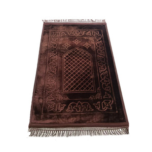 EIFFEL HOME Velvet Muslim <b>Prayer</b> <b>Mat</b> Rectangle 80 X 120 Cm Embossed Anti Slip Living Room Blue Tassel Medium Pile - Product Image 5