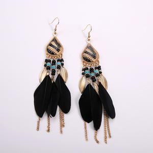 Pendientes de Plumas de Alta Gama Estilo Douyin con Borlas Largas Bohemias, Ganchos de Oreja Modernos para Chicas, Ideales para Fotos, Personalizados {Pendientes para Mujer} - Product Image 6