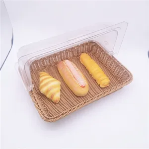 Eco-friendly Popular size washable PP rattan storage bread basket with PC cover