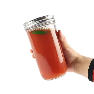 罐装食品饮料boba玻璃梅森罐620毫升22盎司，带散装盖子