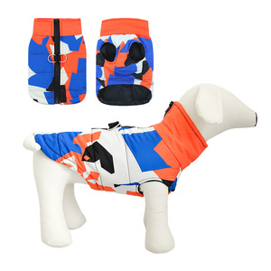 Manteau en coton à motif géométrique pour chien avec boucle de laisse, veste chaude d'hiver pour animaux de compagnie pour une utilisation en extérieur - Product Image 5