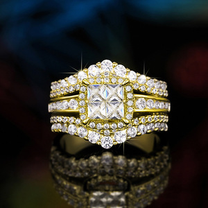 Anello a doppio strato per donna, design a corona quadrata, accessorio da dito per uso quotidiano - Product Image 2