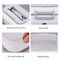 Boîte Chauffante Portable Électrique pour Déjeuner, Contenant Alimentaire Isotherme en Acier Inoxydable de 1.5L pour Voiture, Camion et Bureau