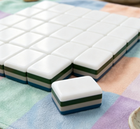 Set Mahjong Amerika Motif Merak Artisan 166 Ubin Mahjong Melamin Dua Warna Klasik Permainan Papan Barat untuk Keluarga