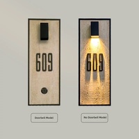 Plaque de numéro de maison en pierre éclairée par LED, chiffres 3D en relief, pour villa, hôtel, appartement, entrée, fonction de sonnette en option
