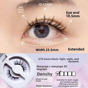 Faux <span class=keywords><strong>cils</strong></span> magnétiques en fibres synthétiques semi-faits à la main, légers, réutilisables, effet naturel, sans colle, doux, pour usage privé - Product Image 3