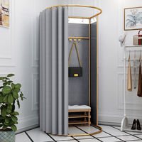 Cabine d'essayage mobile simple et détachable, idéale pour les magasins de vêtements, avec rideau de porte pour cabine d'essayage