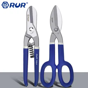Support OEM 200mm Straight Cutting Germany Style Scissors with Spring Industrial Tin Snips For Metal Sheet Shears