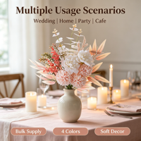 Bouquet de fleurs artificielles en soie, arrangements floraux pour mariages, centres de table pour mariée, décoration intérieure rustique, vase floral