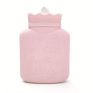 Small Food Grade Silicone Hot Water Bottle Portable Hand <b>Warmer</b> Hot Water Bag With Knit Cover for Winter Warmth - Product Image 4