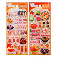 Autocollants 3D en mousse imperméables, motif dessin animé, pour loisirs créatifs, autocollants gonflés réutilisables pour scrapbooking, Kawaii, thème alimentaire, dessert, hamburger, autocollant bulle