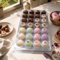 Plateau en blister transparent PS personnalisable à 24 cavités |   Insert d'emballage en forme de dôme de qualité alimentaire pour chocolat, macaron, bombe de bain |   OEM Faible MOQ