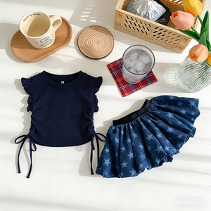 Nuovo Arrivo: Set Moda per Bambine con <span class=keywords><strong>T</strong></span>-<span class=keywords><strong>Shirt</strong></span> e Gonna a Balze, Motivo Floreale Fresco, Completo Casual Dolce e Grazioso in 2 Pezzi per Bambine - Product Image 4