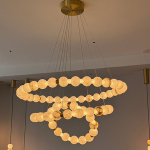Lámpara Colgante Circular de Mármol de Lujo, Ajustable en Altura, con Iluminación <span class=keywords><strong>LED</strong></span>, para Decoración de Sala de Estar y Vestíbulo - Product Image 5