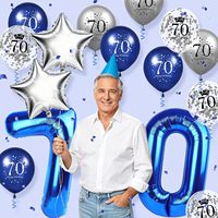 Ballons en latex imprimés Joyeux Anniversaire avec chiffres géants de 40 pouces et ballons en aluminium étoiles pour fournitures de fête d'anniversaire