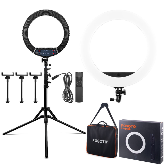 18 Inch Professional LED Ring Light with Tripod Stand Dimmable 3200K-5600K Photography Lighting for Makeup Artist Live Streaming