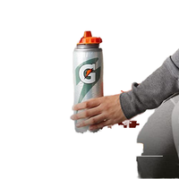 Bouteille de sport standard pour adulte de 1000 ml (32 oz) en plastique PP vert, écologique, avec couvercle alimentaire sûr, pour voyage, gym, vente en gros, type Gatorade, à presser